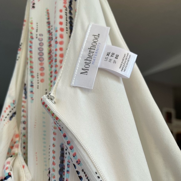 Motherhood Maternity Xl Womens Maxi Flow Photograph V Neck Tie Zip Lined Formal - Picture 12 of 15